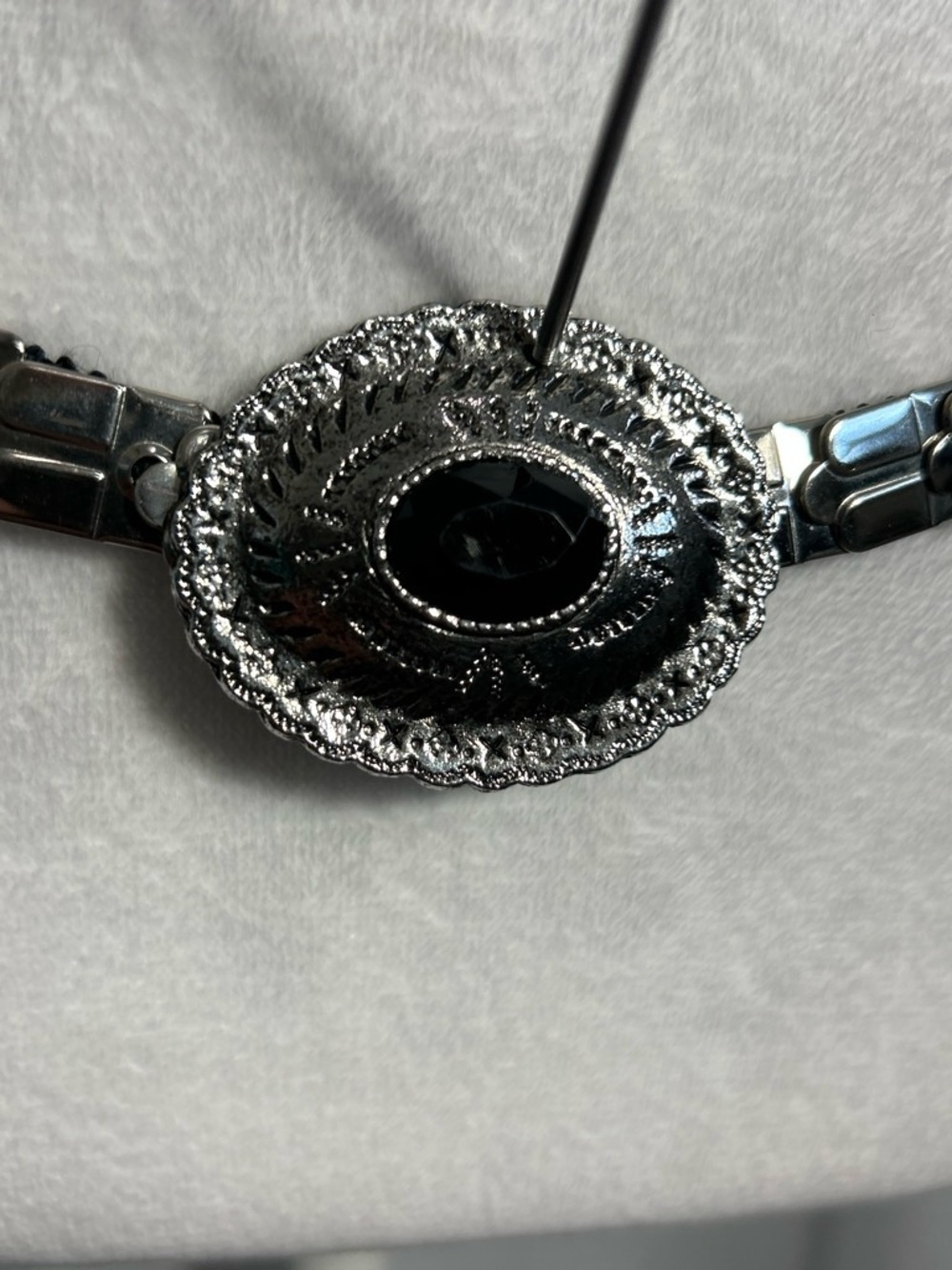Vintage | Silver | Elastic Link Belt | Beautiful Medallion Buckle